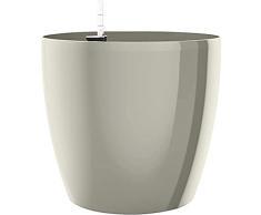 Jardinera de interior Poetic, sistema de auto-riego, Ø 36 cm, gris seda, Casa Brillante, 517574