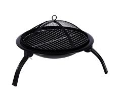 Home Discount Acero Fire Pit Plegable al Aire Libre jardín Patio Calentador Parrilla – Cuenco con Poker para Barbacoa, Parrilla, Parrilla, Tapa de Malla