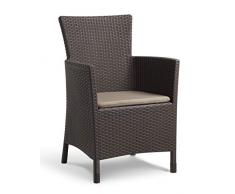 Keter Iowa Sillón de exterior e interior con cojín incluido, Marrón