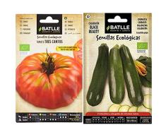 Semillas Batlle Tomate Tres cantos Gigante Rosa - ECO & Calabacín Black Beauty - ECO
