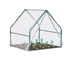 Relaxdays Invernadero Pequeño, Cubierta PVC, 95x95x92 cm, Techo 2 Aguas, Mini Huerto, Jardín, Exterior, Transparente