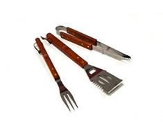 Kingfisher BBQTS3 - Juego de Herramientas para Barbacoa (Madera, 16 x 47,5 x 3,5 cm), Transparente