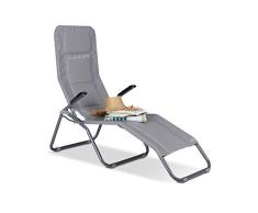 Relaxdays Tumbona Plegable XXL, Aluminio y poliéster, Gris, 90x71x185 cm