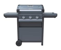Campingaz Barbacoa Gas 3 Series Select S, BBQ de Gas, 3 quemadores de acero inoxidable, 1 hornillo lateral, tapa con termómetro, InstaClean Aqua, Culinary Modular System, 10.2 kW