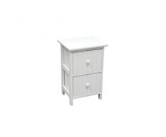 CAJONERA Vertical Blanca Estrecha - 2 CAJONES-Cajonera o mesita de Noche de Madera Blanca con 2 cajones a Rayas Verticales.(27×23×44.5)