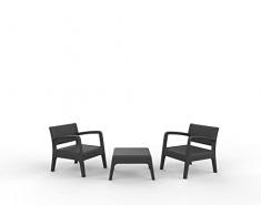 Shaf - Miami Tête à Tête | Set Muebles de Salon Exterior - Conjunto Muebles Jardin Exterior 2 Plazas | Fabricado en España con Materiales Reciclados - Color Grafito