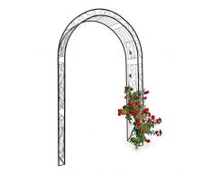 Relaxdays Arco de Metal para Rosas con un Estilo Natural y Figuras de Aves 10020030-Arco, Negro, 36.5x144x226 cm