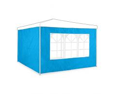 Relaxdays Set de 2 Paneles Laterales Carpa, 2x3 m, Cortinas Cenador, con Ventana, Impermeables, Lonas Cierre, Azul Claro