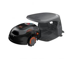 BLACK+DECKER BCRMW123 Robot Cortacésped Gama Alta con Limpiador Caseta y una batería de Litio de 12V y 4.3Ah Cubre hasta 700m2 de jardín