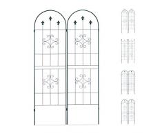 Relaxdays, Verde Oscuro Set de Dos Soportes para Enredaderas, Enrejado metálico, Arco con Punta, 180 x 50 cm