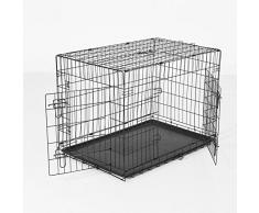 PawHut Transportin Jaula Transporte Perro Alambre 5 Medidas 2 Colores Opcional (91x61x67CM, Negro)