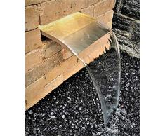 Jürgen Bocker Garten-Ambiente Cascada de Acero Inoxidable Mate, 30 cm, con caño Largo, Color Plateado
