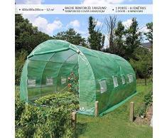 VOUNOT Invernaderos Jardin, Tunel Invernadero Huerto prar Plantas, Ubo de Acero y Plastico, Impermeable, 4 x 3 x 2 m, 12 m², Verde
