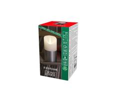 Konstsmide Vela de batería con luz 3D, llama parpadeante con batería, cera real, función de temporizador de 4 o 8 horas, detalle plateado, 17,5 cm de alto x 7,5 cm, blanco cálido, 1820-300