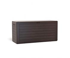 Prosperplast Woodebox Baul de Jardin 280 litros Boardebox de plastico en Color Ocre Oscuro 116 x 43,8 x 55 cm