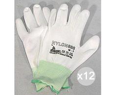 Glooke Selected Juego de 12 Guantes de Trabajo de Nailon 888 9 x l Grande Blancos Herramienta de Limpieza de la casa