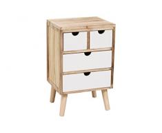 CAJONERA Vintage - 4 CAJONES-Mueble cajonera de Madera Natural con Cuatro cajones de Color Blanco, Tiene Cuatro Patas como Base de Apoyo. ( 34×28×54)