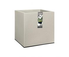 elho Vivo Structure Finish Square Wheels 40 - Jardinera - Warm Grey - Interior & Exterior - L 39 x A 39 x A41 cm
