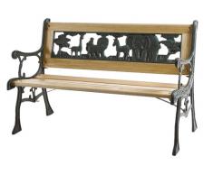 Siena Garden 598843 - Banco infantil de jardín de hierro fundido con diseño de animales (82 x 41 cm)