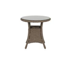 greemotion Garda – Polirratán de Bistro Mesa Redonda con Tablero de Cristal, marrón, 60 x 60 x 61 cm, 126538