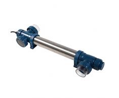 AquaForte Midi Power UVC 40 vatios, lámparas cortas y carcasa de acero inoxidable, caudal de 15 m3 por hora, para un estanque claro con peces sanos sin productos químicos
