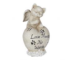 Relaxdays Placa Conmemorativa Gatos, Piedra Tumba Corazón Inscripción, Figura Funeraria, Resistente a Intemperie, Crema