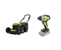 Greenworks Cortacésped batería GD24X2LM46SPK4X + Destornillador inalámbrico y de Taladro GD24ID