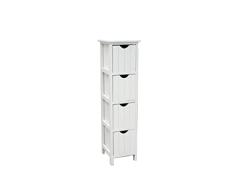 CAJONERA Vertical Blanca Estrecha - 4 CAJONES-Cajonera o mesita de Noche de Madera Blanca con 4 cajones a Rayas Verticales.( 23×26×89)