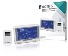 König Radio Reloj de Estación meteorológica con Sensor Exterior, Color Blanco