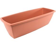 Iris Ohyama, Maceta, jardinera cuadrada con sistema de drenaje/reserva de agua, para la jardinería - Rectangle Plant Pot650 - Marrón