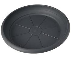 Scheurich Plato de plástico para maceta, gris metalizado, 24 cm de diámetro, 3.5 cm de altura