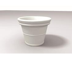 Macetero Circular Redondo 50 Liso Blanco Polietileno diámetro Exterior 50 cm Altura y Profundidad 40 cm bajo Plato Incluido