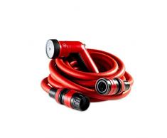 FITT YOYO UP Manguera de Agua de Jardín Extensible para Riego Profesional con Soporte para Vallas, Pistola Multichorro, Rojo, 10 m