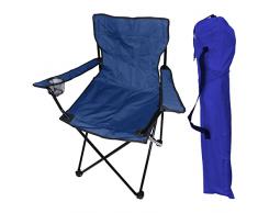 Silla Plegable con Soporte para Bebidas y Funda, Azul