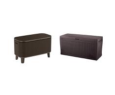 Keter Bevy Bar Nevera y Mesa Auxiliar + Comfy - Arcón Exterior, Capacidad 270 litros, Color marrón