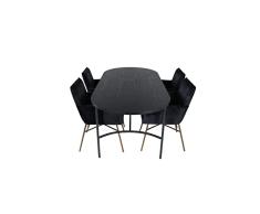 Venture Home GR22427 Petra & Skate Ovalada Gastronomía Mesa con 4 Sillas, 200 cm Longitud x 90 cm Anchura x 75 cm Altura, Negro