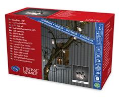 Konstsmide Luces LED de festón, luces para exteriores, estilo ovalado, exterior (IP44), 10 bombillas transparentes, 80 diodos de color blanco cálido, cable negro, cadena de luces para jardín