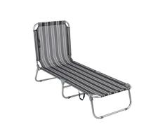 greemotion Tumbona, Texel, Plata/Gris Rayas, 61 x 188 x 28 cm, 127015