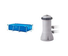 Intex 28272NP Small Frame - Piscina Desmontable, 300 x 200 x 75 cm, 3.834 litros + 28638 Depuradora de Cartucho Filtros Tipo A, 3785 L/h