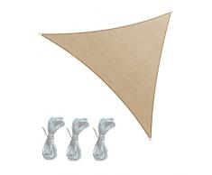 Rebecca Mobili Toalla de Sol Cortina a Vela Triangular Beige Polietileno Protección Rayos UV Jardín Camping 5x5x5 m (Cod. RE6341)