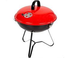 AKTIVE Barbacoa pequeña portátil de carbón 36x44 cm con tapa, Ligera, fácilmente transportable, Ventilación incorporada, Montaje fácil y rápido - concebida para exterior