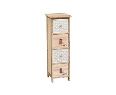 CAJONERA Love - 4 CAJONES-Cajonera romántica de Madera Natural con Cuatro cajones, Dos de Ellos con la Palabra `Love´ y los Otros Dos, con Estampado geométrico. ( 25×25×84.5)