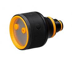 Fiskars Cabezal de pistola para mangueras múltiples, 3 funciones, Con chorro, ducha o nebulización, Caudal infinitamente variable, Tamaño universal, Negro/Naranja, 1059237