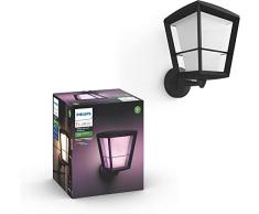 Philips Hue – Lámpara inteligente Hue Econic,Columna de Exteriores LED Inteligente, Luz Blanca y de Colores, Protección IP44, Compatible con Alexa y Google Home, Color Negro
