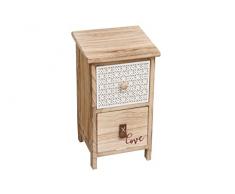 CAJONERA Love - 2 CAJONES-Cajonera romántica de Madera Natural con Dos cajones, uno de Ellos con la Palabra `Love´ y el Otro con Estampado geométrico. (25×25×42.5)