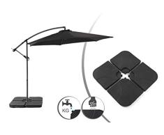 909 OUTDOOR Base para sombrilla en 4 Partes, Soporte para sombrilla de terraza, de Color Negro, para llenar de Arena o Agua, 15 L de Capacidad