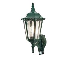 Konstsmide Firenze Up 7236-600 - Lámpara de pared para exteriores (1 bombilla E27 Max de 100 W, panel de cristal transparente, aluminio, IP43, luz exterior, color verde