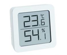 TFA Dostmann Thermo-Hygrometer Termómetro Higrómetro Digital, para Colocar de pie o Colgar, Control de Temperatura Ambiente, Color Blanco