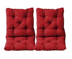 Ambientehome - Juego de 2 Cojines y respaldos para Silla Hanko, Aprox. 50 x 98 x 8 cm, Cojines Acolchados, Rojo