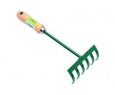 Maiol M292203 - Rastrillo de Acero con 6 Dientes y Mango Madera 30 x 11 cm